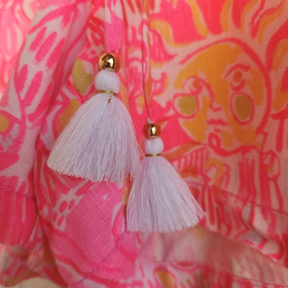 Lilly Pulitzer Kinis In The Keys Linen Shorts Pull On Bright Pink Size Small - Picture 4 of 7